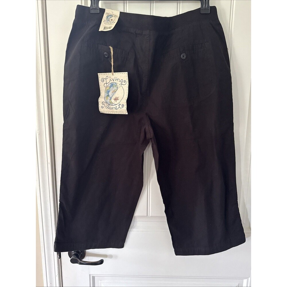 NWT Living Planet Women Size 14 Cotton Capri Pants 100% Organic Eco Friendly Blk